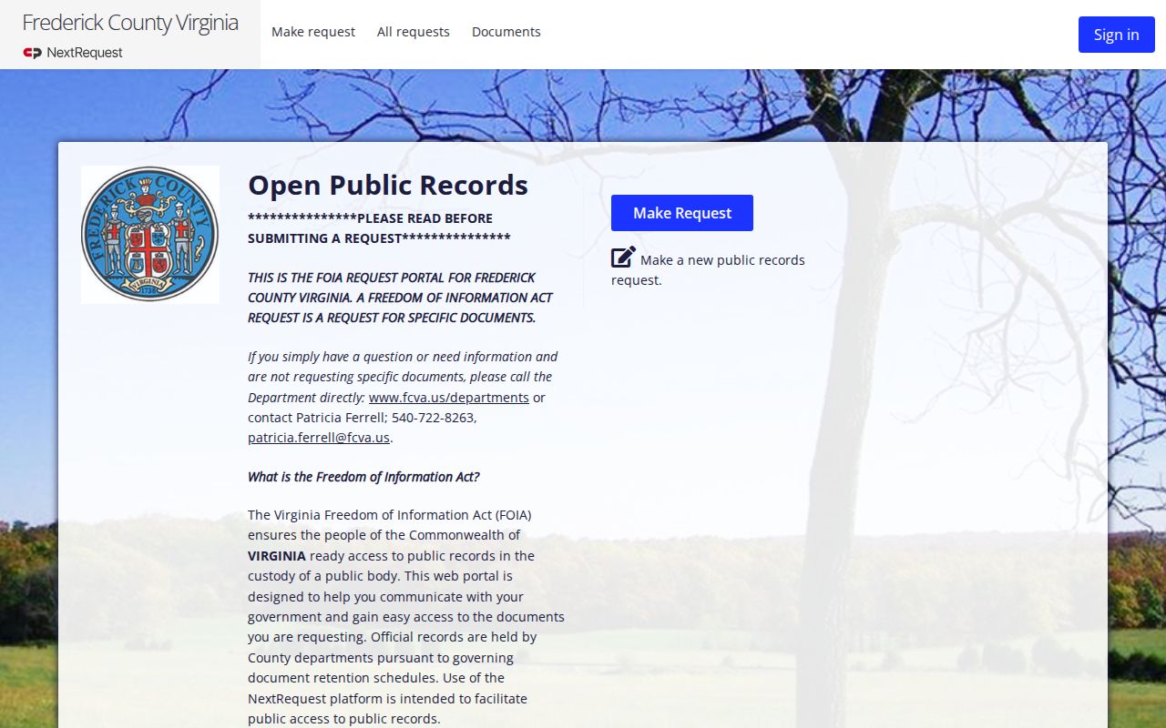 Clarke County release record request portal for NRADC records